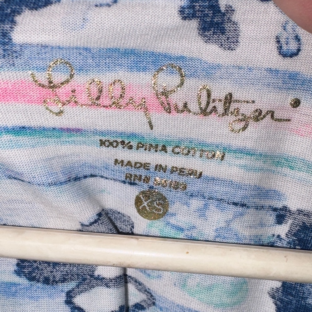 Lilly Pulitzer Pink, Blue and Aqua Striped Floral Midi Dress - Picture 2 of 3